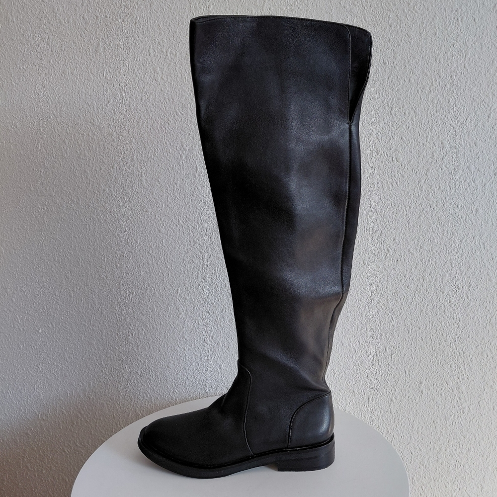 Giani Bini Womens Overs The Knee Riding Black Leather Boots